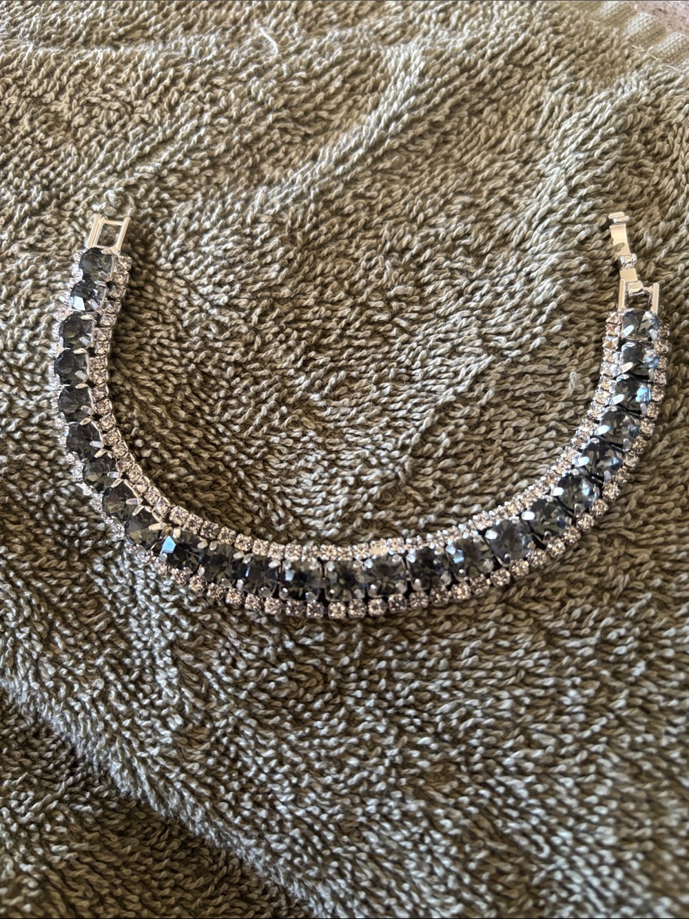 Women’s Silver Bracelet with Smokey Grey and Clear Crystals